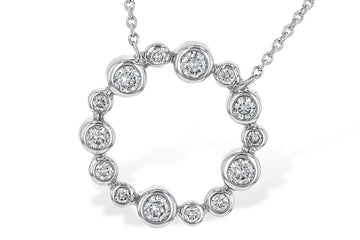 14K White Gold Bezel Set Diamond Circle Necklace, 0.25 Carat TW